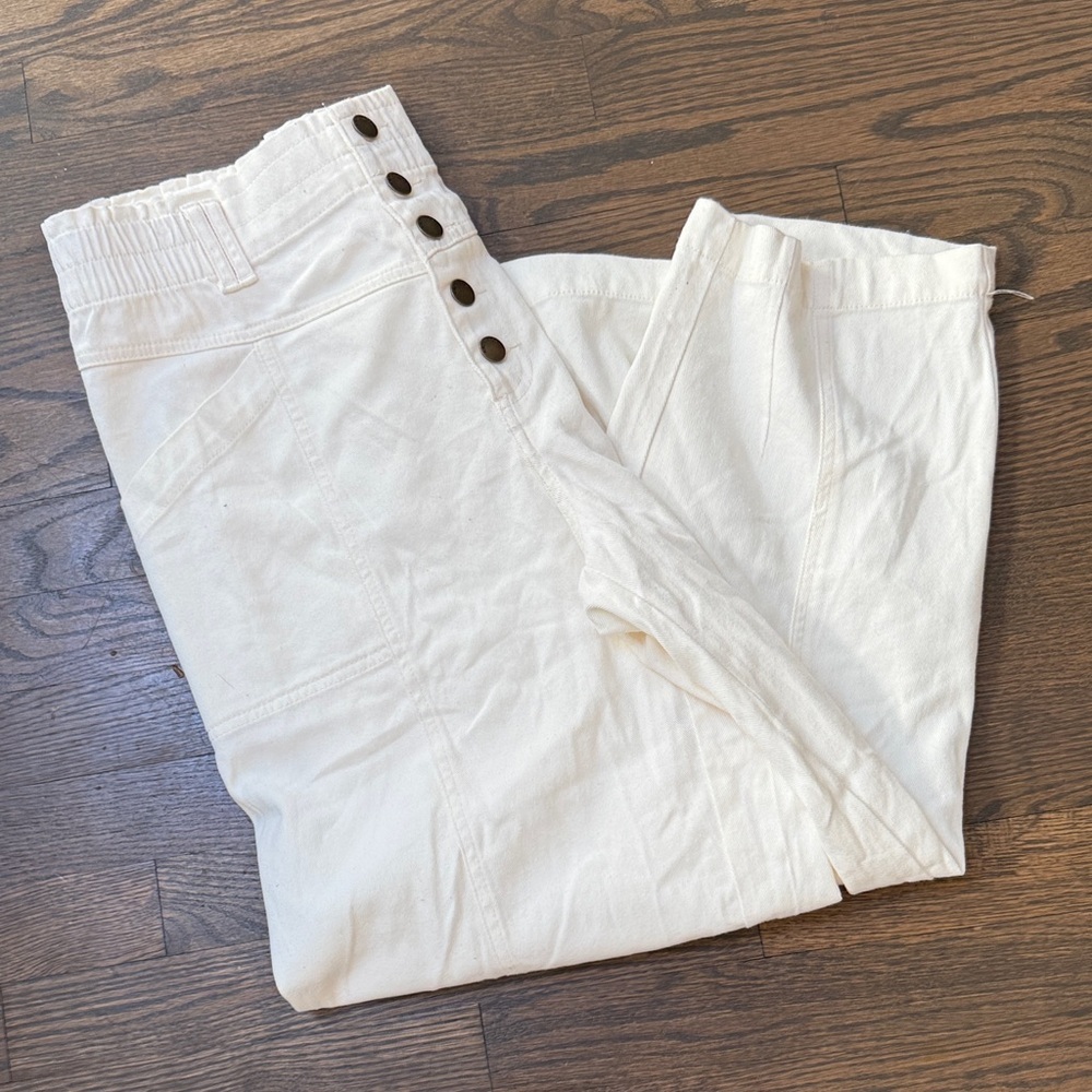 Womans  Off-White Cotton Casual Pants LARGE